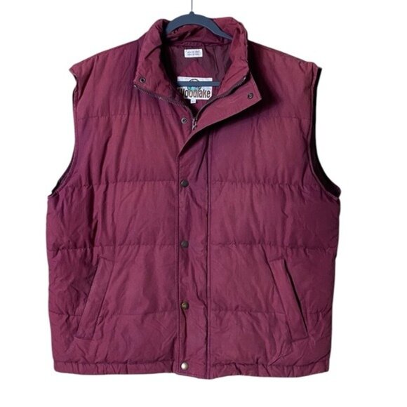 Vintage Woodlake Mens Puffer Vest Large Duck Down Filled 90s Ranch Outdoor - Picture 1 of 8